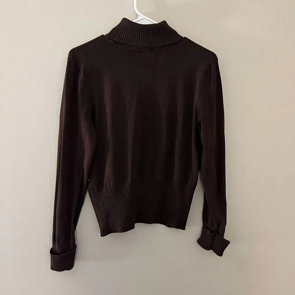 Nygard Collection Women Brown Silk Ribbed Pullover Sweater M Turtleneck Knit - Picture 7 of 10